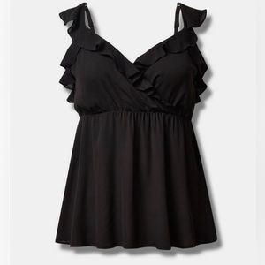 Peplum, Georgetta ruffle surplice tank top